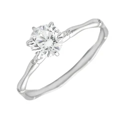 Anillo Bambú Diamantes 0,60ct G-VS GIA Oro Blanco 18K