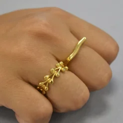 Anillo Bones Plata Dorada