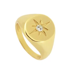 Anillo Brújula Plata Dorada