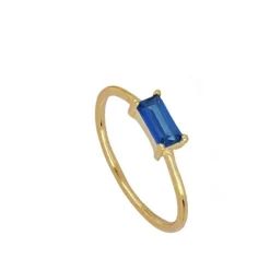 Anillo Budapest Blue Plata Dorada