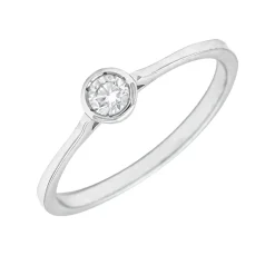 Anillo Chatón Diamante G-VS Oro Blanco 18K
