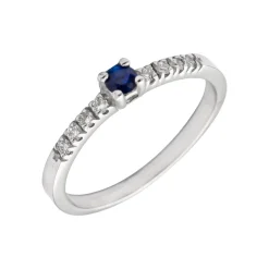 Anillo Dafne Zafiro AAA Diamantes Oro Blanco 18K