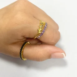 Anillo Dulce Black Pata Dorada