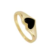 Anillo Heart Black Plata Dorada