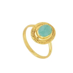 Anillo Kin Amazonita Plata Dorada