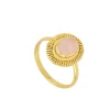 Anillo Kin Calcedonia Rosa Plata Dorada