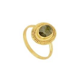 Anillo Kin Labradorita Plata Dorada