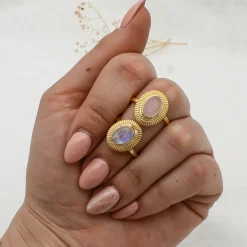 Anillo Kin Labradorita Plata Dorada