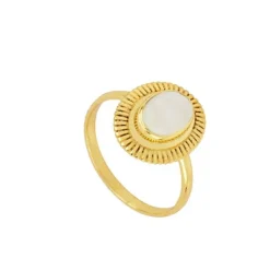 Anillo Kin Piedra Luna Plata Dorada