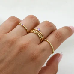 Anillo Kyra Lila Plata Dorada