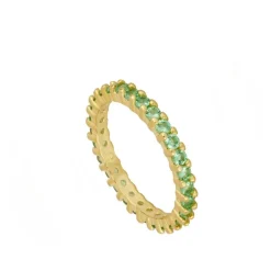 Anillo Nara Green Plata Dorada