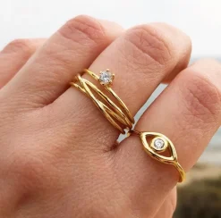 Anillo Ojo Plata Dorada