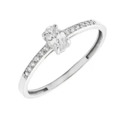 Anillo Ovale Oro Blanco 18K