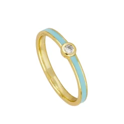 Anillo Roli Turquesa Plata Dorada