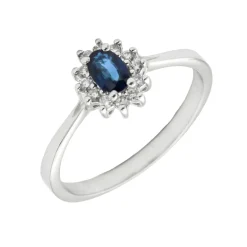 Anillo Rose Zafiro Diamantes G-VS Oro Blanco 18K