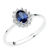 Anillo Rosetón Zafiro Diamantes Oro Blanco 18K