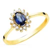 Anillo Rosetón Zafiro Diamantes Oro 18K