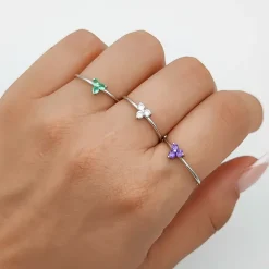 Anillo Snow Green Plata