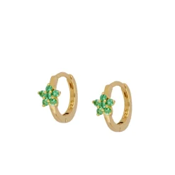 Aros Cleo Green Plata Dorada