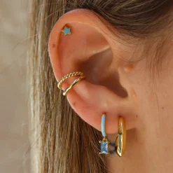 Aros Clio Turquesa Plata Dorada