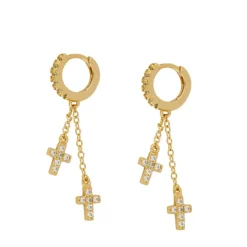 Aros Doble Croixed Chain Plata Dorada