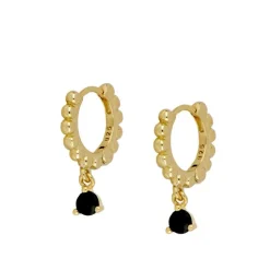 Aros Dome Black Plata Dorada
