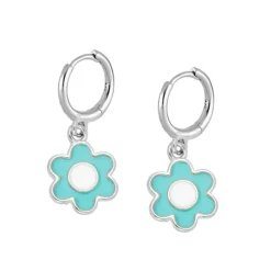 Aros Flower Turquesa Plata