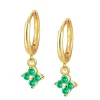 Aros Glam Green Plata Dorada