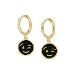 Aros Guiño Black Plata Dorada