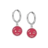 Aros Guiño Fucsia Plata