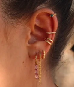 Aros Kira Pink Plata Dorada