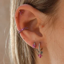 Aros Link Fucsia Plata