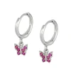 Aros Mariposa Fucsia Plata