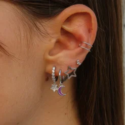 Aros Moon Lila Plata