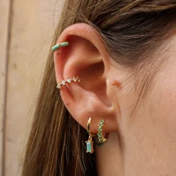Aros Muffin Green Plata Dorada