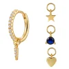 Aros Multi Charms Blue Plata Dorada