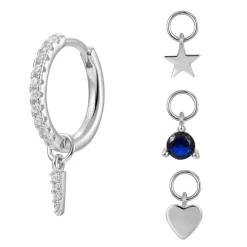 Aros Multi Charms Blue Plata