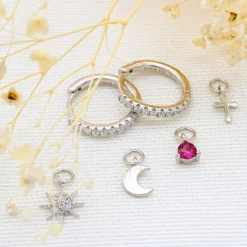 Aros Multi Charms Pink Plata