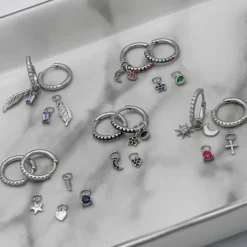 Aros Multi Charms Pluma Plata