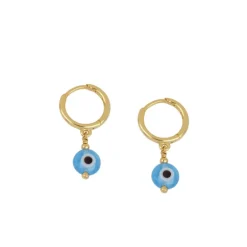 Aros Ojo Turco Blue Plata Dorada
