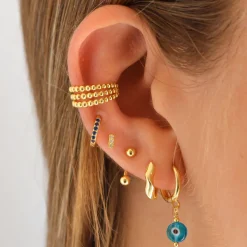 Aros Ojo Turco Blue Plata