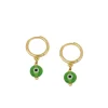 Aros Ojo Turco Verde Plata Dorada