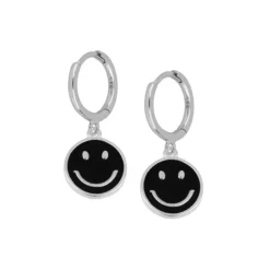 Aros Smiley Black Plata