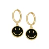 Aros Smiley Black Plata Dorada