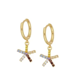 Aros Star Multicolor Plata Dorada