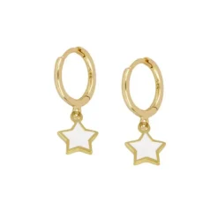 Aros Star White Plata Dorada