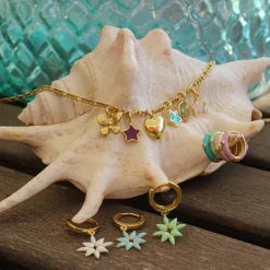 Charm Star Lila Plata Dorada