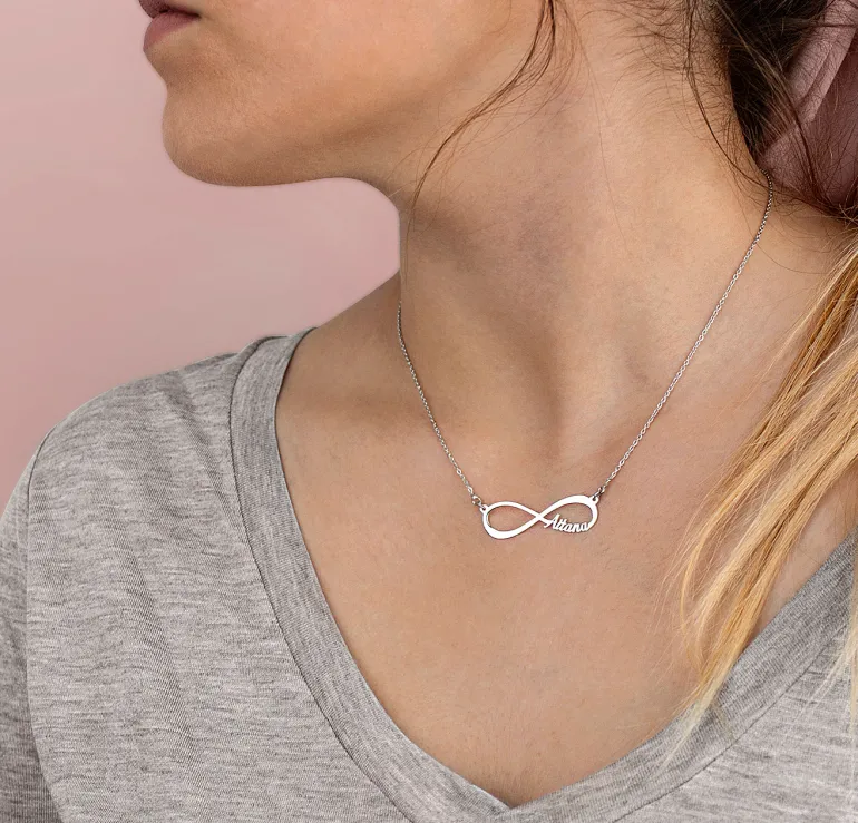 Collar Infinito 2 Nombres Plata