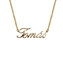 Collar Nombre Letra Inglesa Plata Dorada