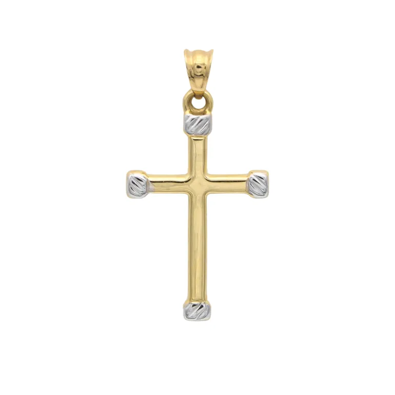 Cruz Lisa Oro Bicolor 18K
